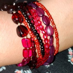 Vintage Assorted Pink and Purple Beaded Bracelets